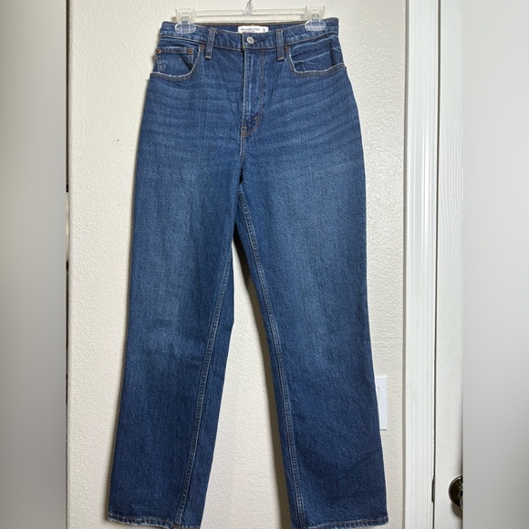 Abercrombie & Fitch 90’s Straight Ultra High Rise Curve Love Classic Blue Denim - Picture 8 of 10